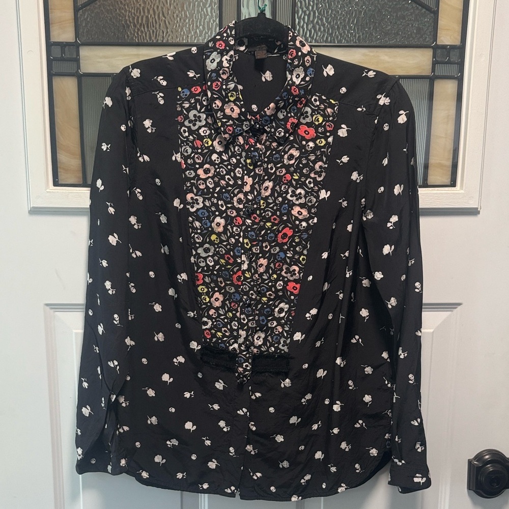 Coach Black and White Floral Blouse